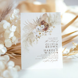 Earthy Hues Blume Elegante Pampas Grass Wedding Einladung