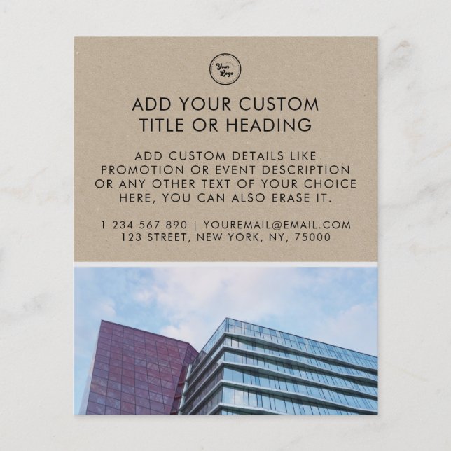 Earthy Kraft Style Custom Business Logo & Foto Flyer (Vorne)