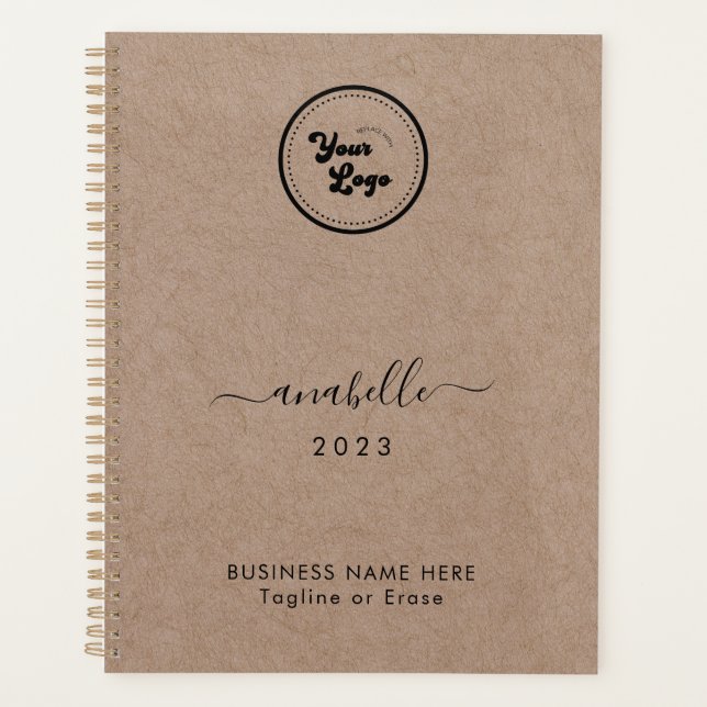 Earthy Kraft Style Name Year Custom Business Logo Planer (Vorderseite)