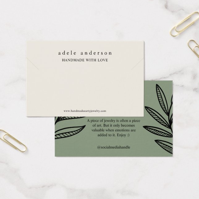 Earthy Leaf Jewelet Bracelet Display Card (Büro)