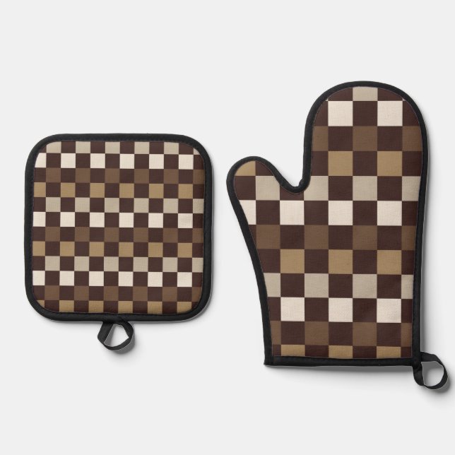Earthy minerals checkerboard pattern ofenhandschuh & Topflappen-Set (Vorderseite)