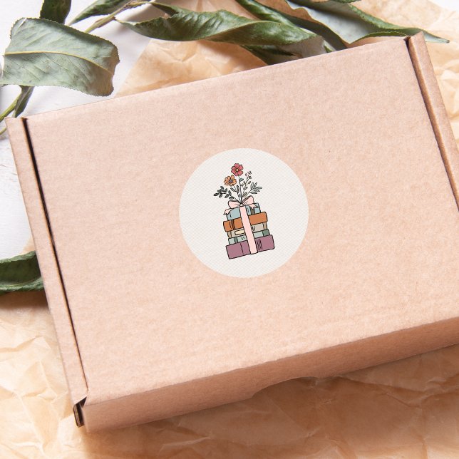 Earthy Minimal Boho Wild Flower Book Themed  Runder Aufkleber (Von Creator hochgeladen)