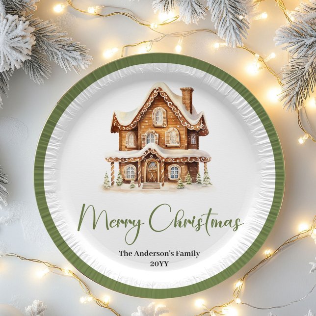 Earthy Minimal Christmas Custom Family Dinner  Pappteller (Earthy Minimal Christmas Custom Family Dinner Plates)