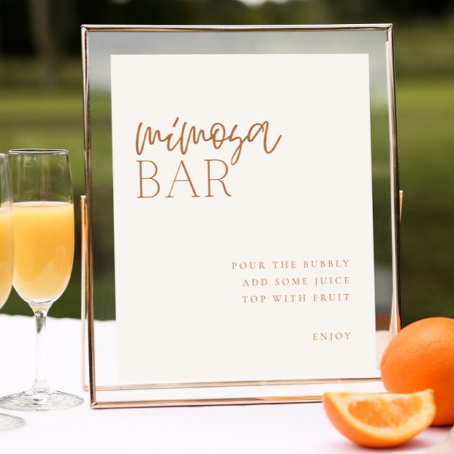 Earthy Minimal Mimosa Bar Sign Poster (Von Creator hochgeladen)