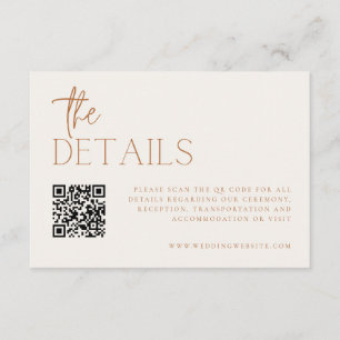 Earthy Minimal Wedding Details QR Code Begleitkarte