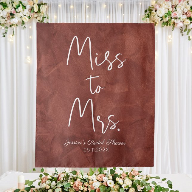 Earthy Miss zu Mrs. Custom Boho Bridal Wandteppich (Custom Boho Bridal Shower Backdrop Miss To Mrs.
)