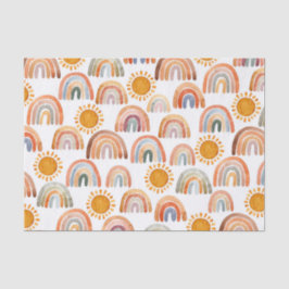 Earthy Modern Boho Rainbow and Sun Seidenpapier