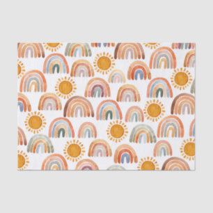 Earthy Modern Boho Rainbow and Sun Seidenpapier