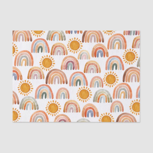 Earthy Modern Boho Rainbow and Sun Seidenpapier (Vorderseite)