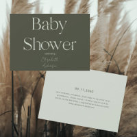 Earthy Modern Deep Green Baby Dusche