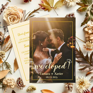 Earthy Mustard We Eloped Wedding Announcement Card Ankündigung