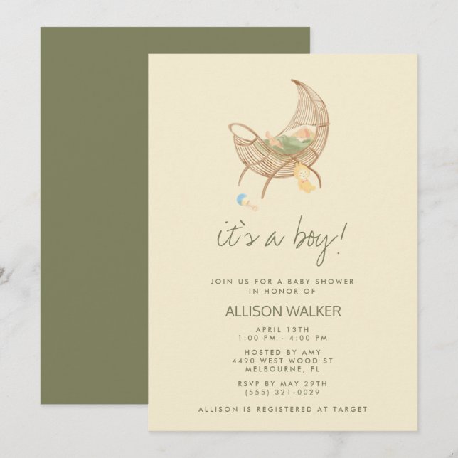 Earthy Neutral Baby Shower Einladung (Vorne/Hinten)