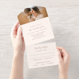 Earthy Neutral Photo Modern Wedding All-in-One-Einladung
