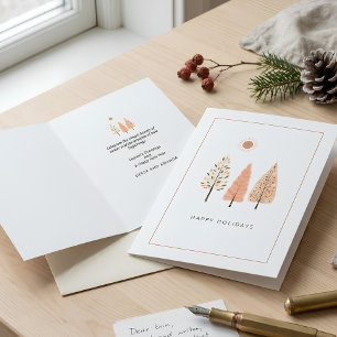 Earthy Nordic Pine Line Kunst Modernes Minimalisti Feiertagskarte