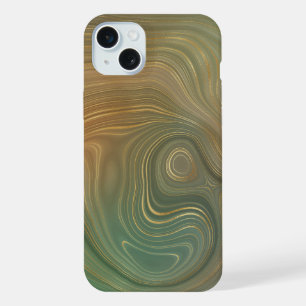Earthy Olive Strata   Green und Gold Ink Agate iPhone 15 Plus Hülle