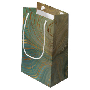 Earthy Olive Strata Green und Gold Ink Agate Kleine Geschenktüte