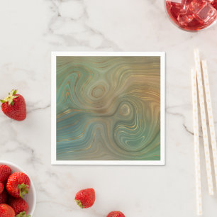 Earthy Olive Strata   Green und Gold Ink Agate Serviette