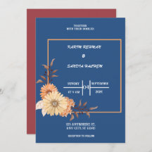 Earthy Orange Rose Bloral Navy Blue Wedding