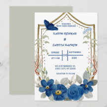 Earthy Orange Rose Bloral Navy Blue Wedding