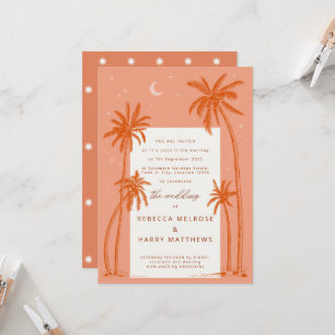 Earthy Palm Trees Orange Boho Hochzeitseinladung Einladung