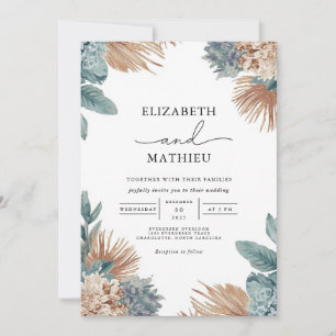 Earthy Pampas Floral Botanical Wedding Einladung