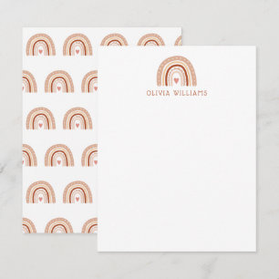 Earthy Pastel Boho Rainbow Personalisiert Statione Mitteilungskarte