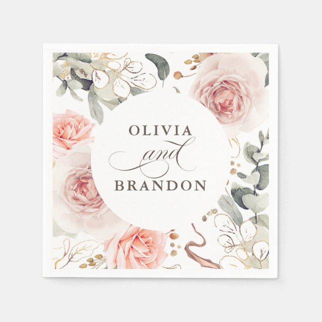 Earthy Pink Blume Elegant Boho Wedding Serviette (Vorderseite)