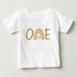 Earthy Rainbow 1b Birthday Girl Baby T - Shirt