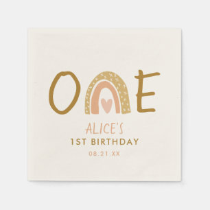 Earthy Rainbow Girl 1. Geburtstag Party Serviette