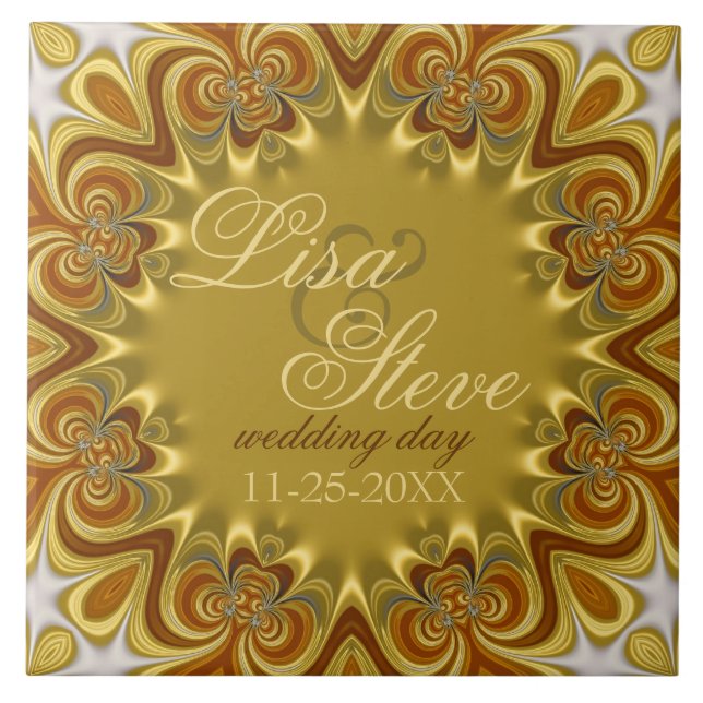 Earthy Retro Bohemisch Wedding Keepake Keramik Fliese (Vorderseite)