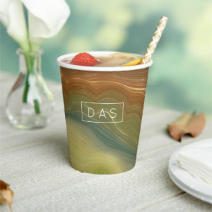 Earthy Retro Strata Vintager neutraler Gatter Pappbecher