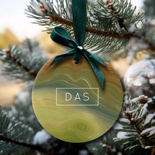 Earthy Retro Strata   Vintages neutrales Tone-Agat Keramik Ornament