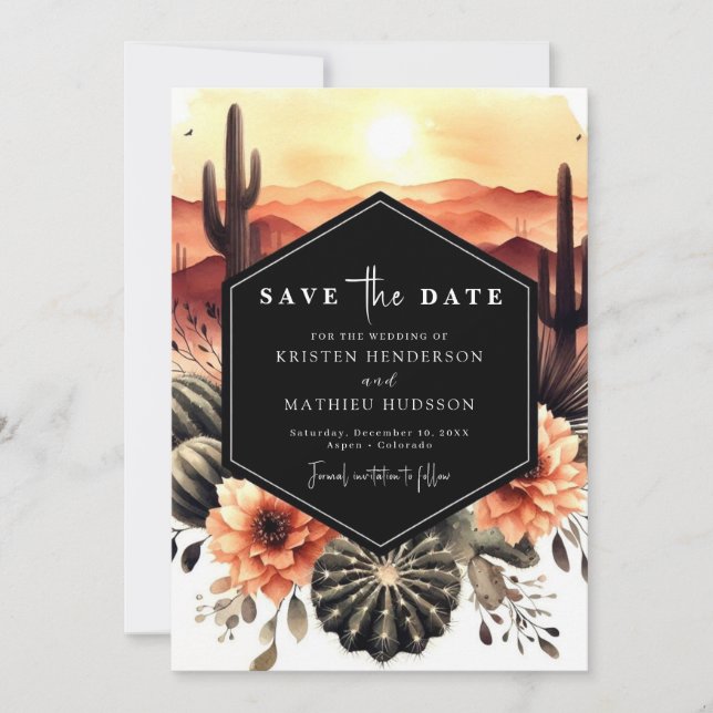 Earthy Romantic Cactus Wedding Save The Date (Vorderseite)