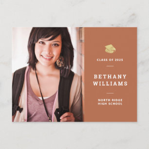 Earthy Rust Orange Modern Foto Abschluss Postkarte