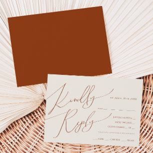 Earthy Rust   RSVP-Karte für das horizontale Menü RSVP Karte