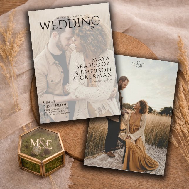 Earthy Rustic Photo Wedding Einladung (Von Creator hochgeladen)