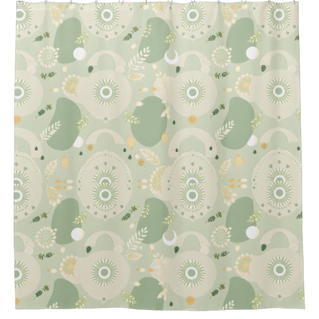 Earthy Sage Green Duschvorhang - Boho Design (Vorderseite)