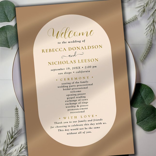Earthy Script Calligraphy Wedding Program (Von Creator hochgeladen)