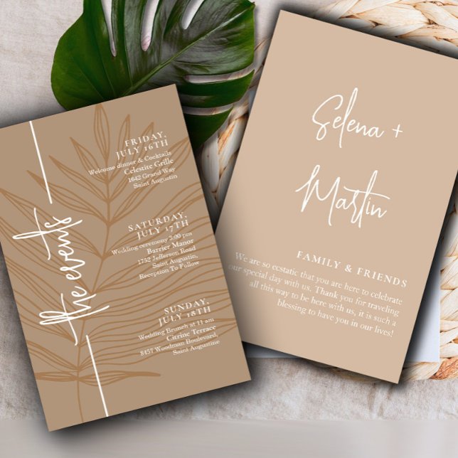 Earthy Script Minimal Wedding Events Timeline (Von Creator hochgeladen)