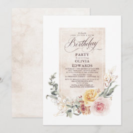 Earthy Shade Blume Boho Elegant Birthday Party Einladung