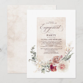 Earthy Shade Blume Boho Elegante Engagement Party Einladung