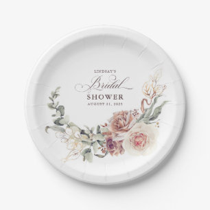 Earthy Shade Blume Elegant Boho Brautparty Pappteller