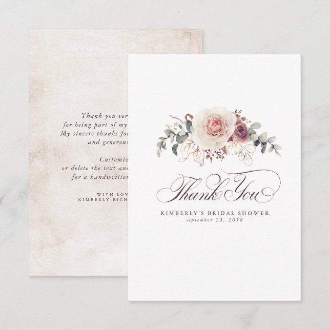 Earthy Shade Blume Elegant Little Vielen Dank Dankeskarte (Vorne/Hinten)