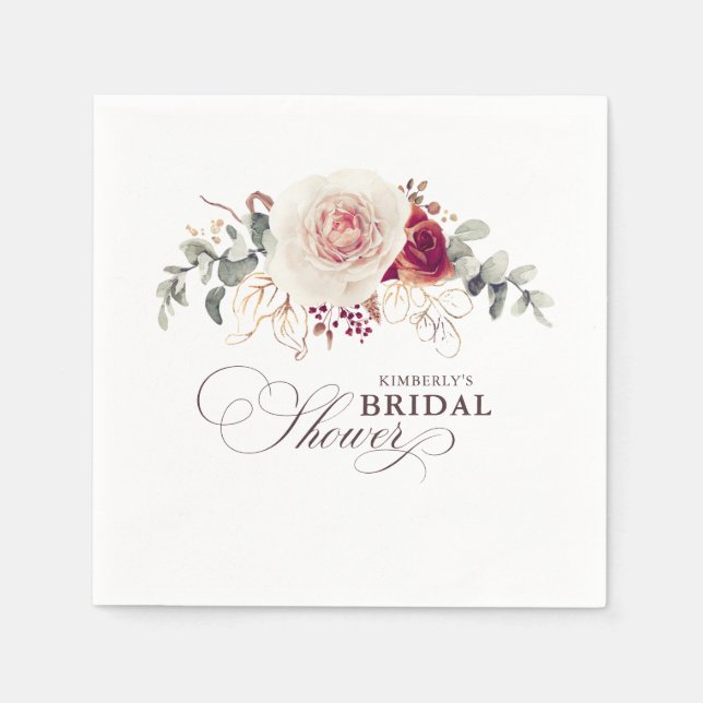 Earthy Shade Blume Elegante Boho Jedes Party Serviette (Vorderseite)