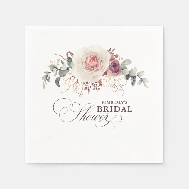 Earthy Shade Blume Elegante Boho Jedes Party Serviette (Vorderseite)