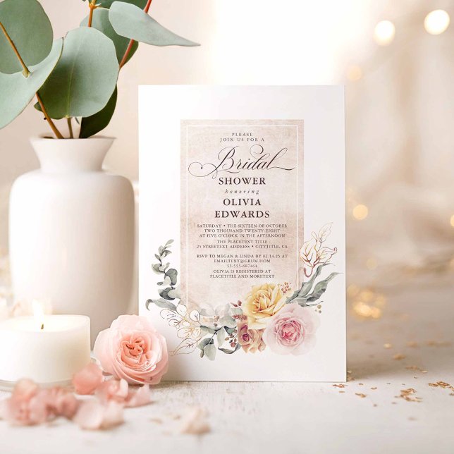 Earthy Shades Blume Boho Elegant Brautparty Einladung (Romantic Floral Bridal Shower Invitations)