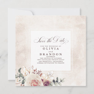 Earthy Shades Floral Elegant Save the Date Ankündigung