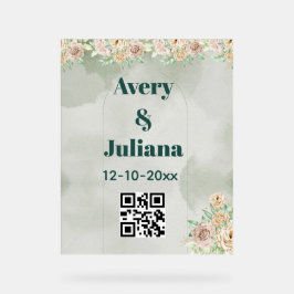 Earthy Shades Flowers Boho Elegant Sage Green Acrylschild