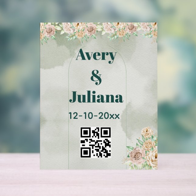 Earthy Shades Flowers Boho Elegant Sage Green Acrylschild (Neutral)