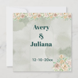 Earthy Shades Flowers Boho Elegant Sage Green Save The Date